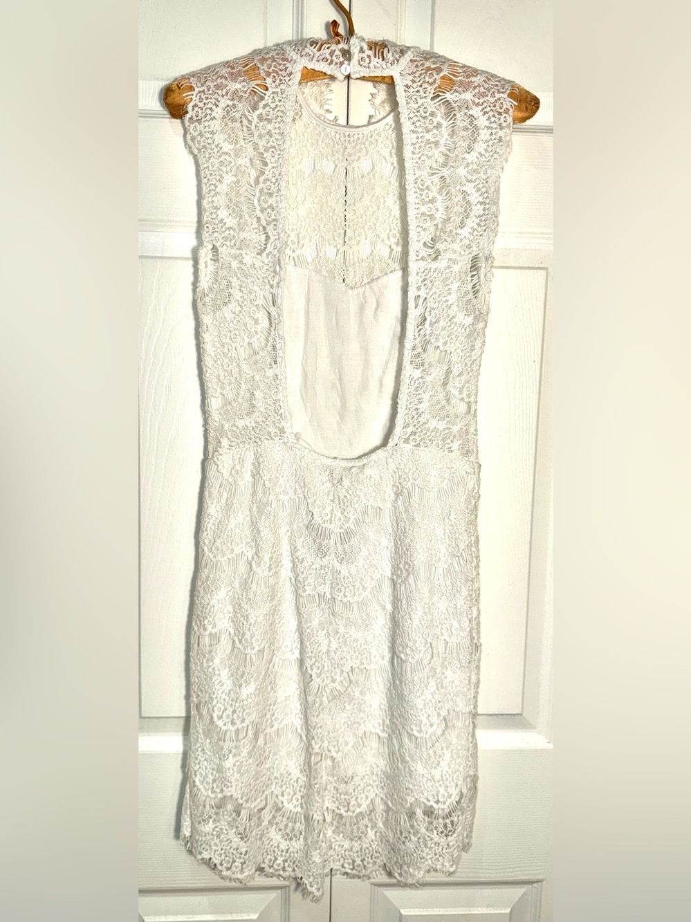 Free People Intimately Daydream Lace Mini Dress White XS NWT Open Back - Picture 4 of 15